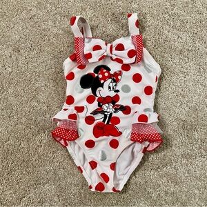 Disney Minnie Mouse Red and White Polka Dot Design Swimsuit